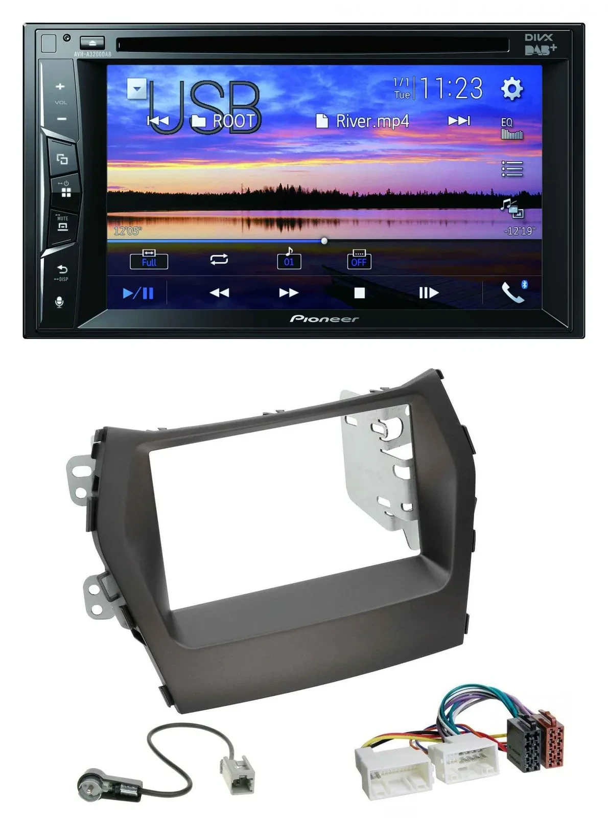 Автомагнитола для Hyundai Santa Fe (с 2012) Pioneer 2-DIN Bluetooth USB DVD DAB MP3