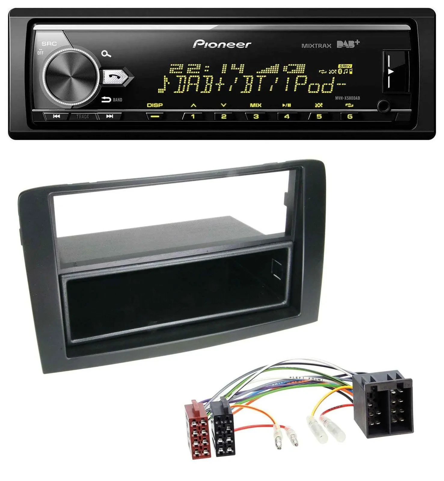 Автомагнитола для Fiat Idea (350, 2003–2011) Pioneer Bluetooth USB DAB MP3 черный