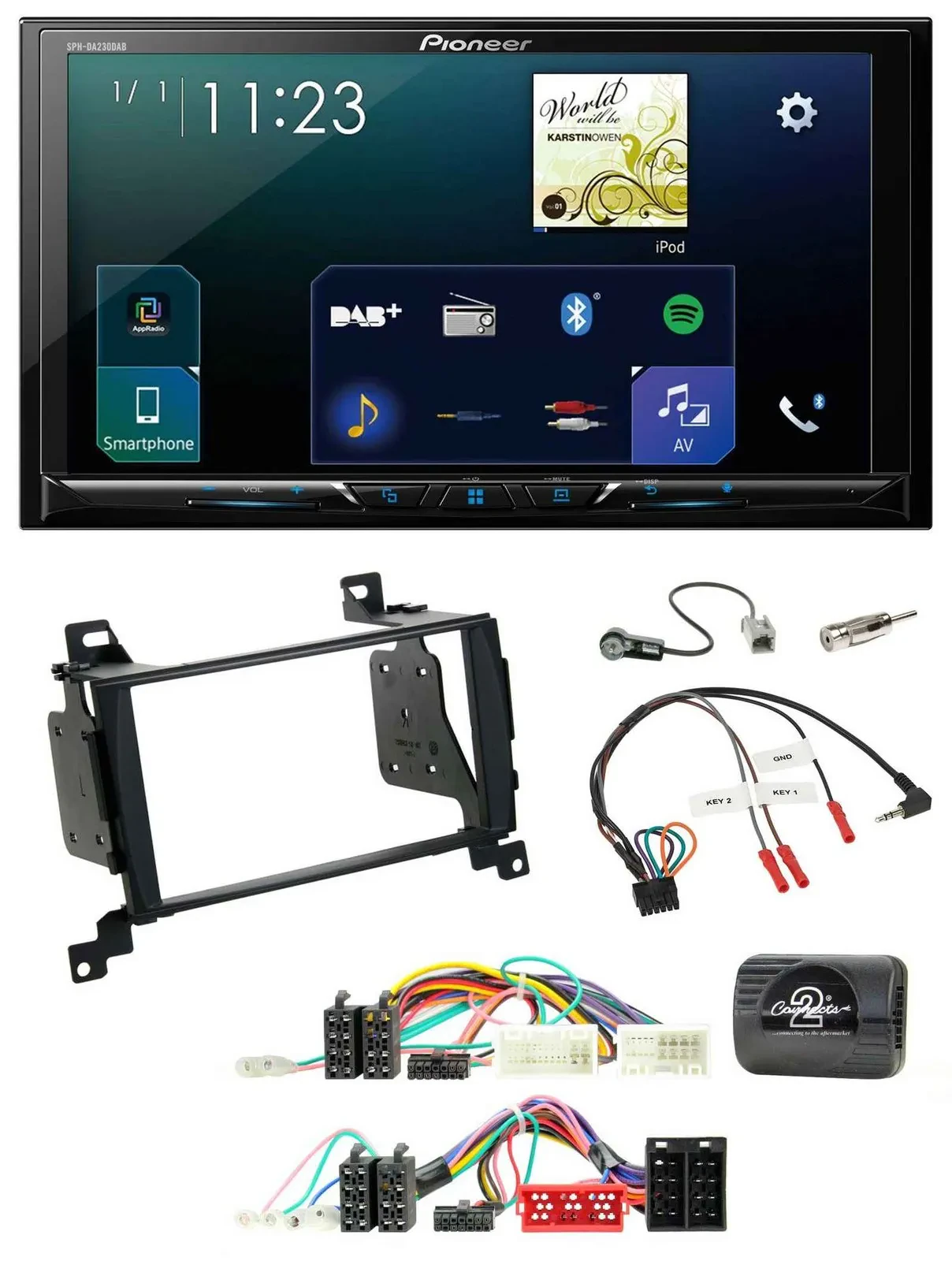 Pioneer Lenkrad Bluetooth USB 2DIN DAB Autoradio für Hyundai Santa Fe 2010-2012
