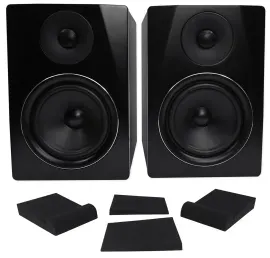 Pair Rockville APM6B 6.5" 2-Way 350W Powered USB Studio Monitor Speakers+Pads