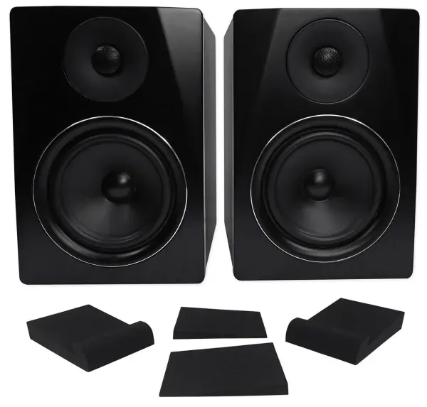 Pair Rockville APM6B 6.5" 2-Way 350W Powered USB Studio Monitor Speakers+Pads