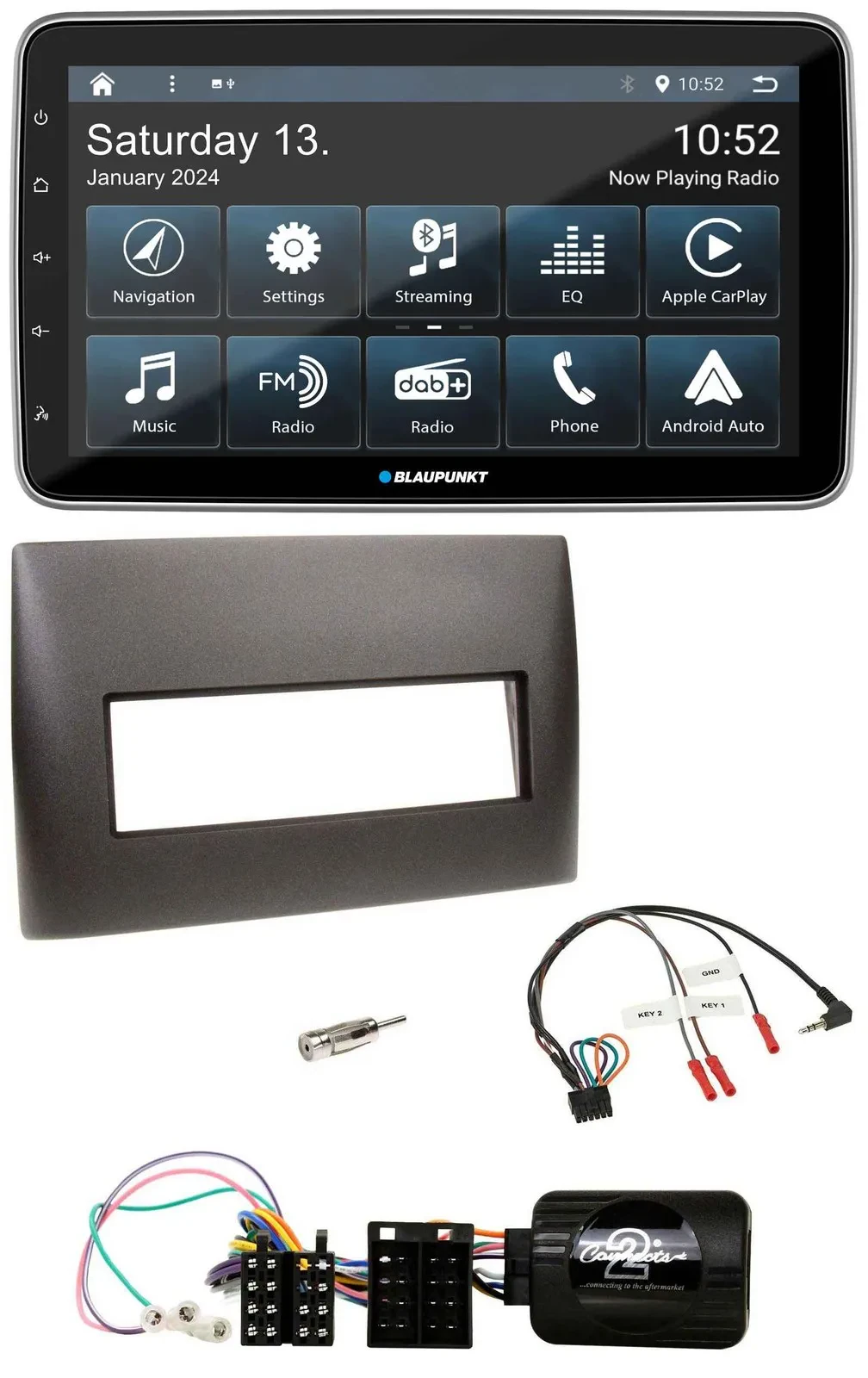 Blaupunkt USB DAB SD Lenkrad Bluetooth Autoradio für Fiat Stilo 2001-2007 schwar