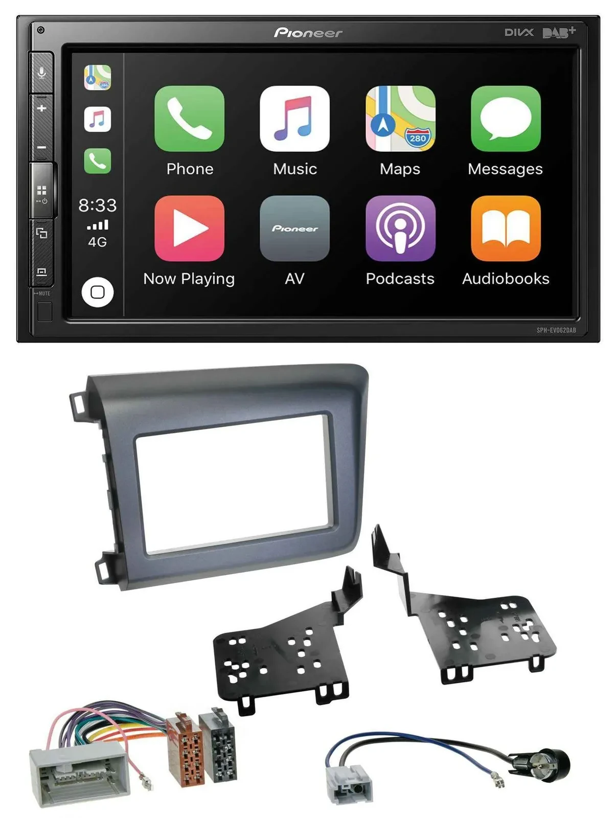 Автомагнитола для Honda Civic (US) Pioneer 2-DIN, DAB, USB, MP3, Bluetooth