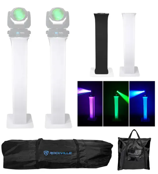 (2) Totem Stands+Black+White Scrims For (2) Marq Gesture Beam 400 Lights