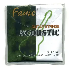 Fame Akustik-Gitarrensaiten, 10-46 Bronze, Westerngitarre, 6-Saiter, Zubehör