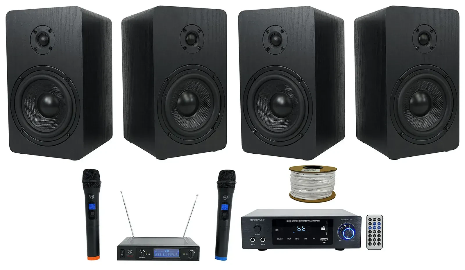 Широкополосная акустическая система Rockville RockShelf 68B Black со аксессуарами (пара)