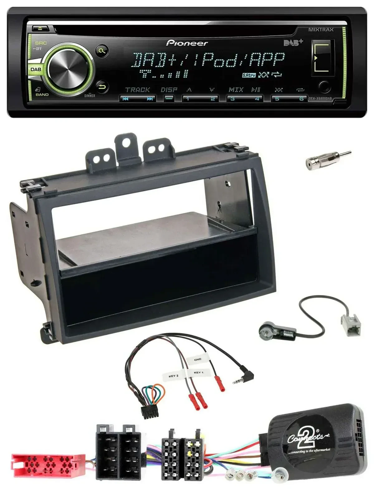 Автомагнитола Pioneer DAB, USB, MP3, CD для Hyundai i20 (2009–2011), черный, поддержка кнопок на руле