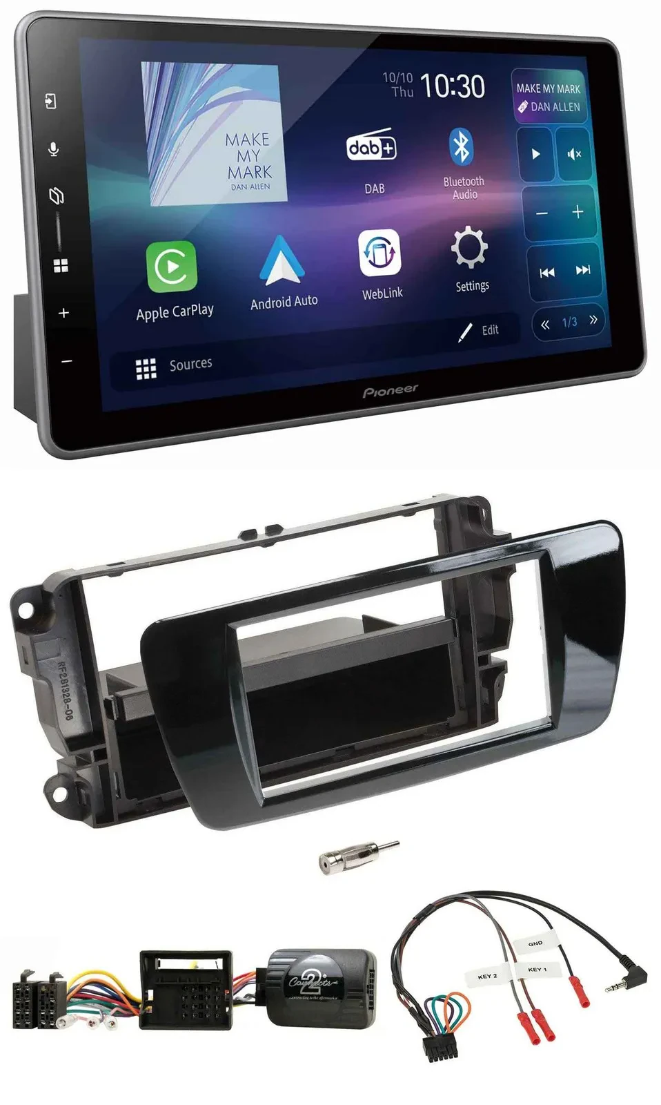 Pioneer Bluetooth USB DAB Lenkrad Autoradio für Seat Ibiza Klavierlack schwarz