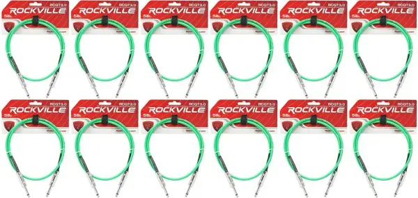 Инструментальный кабель Rockville RCGT3.0G Green 0.9 м (12 штук)