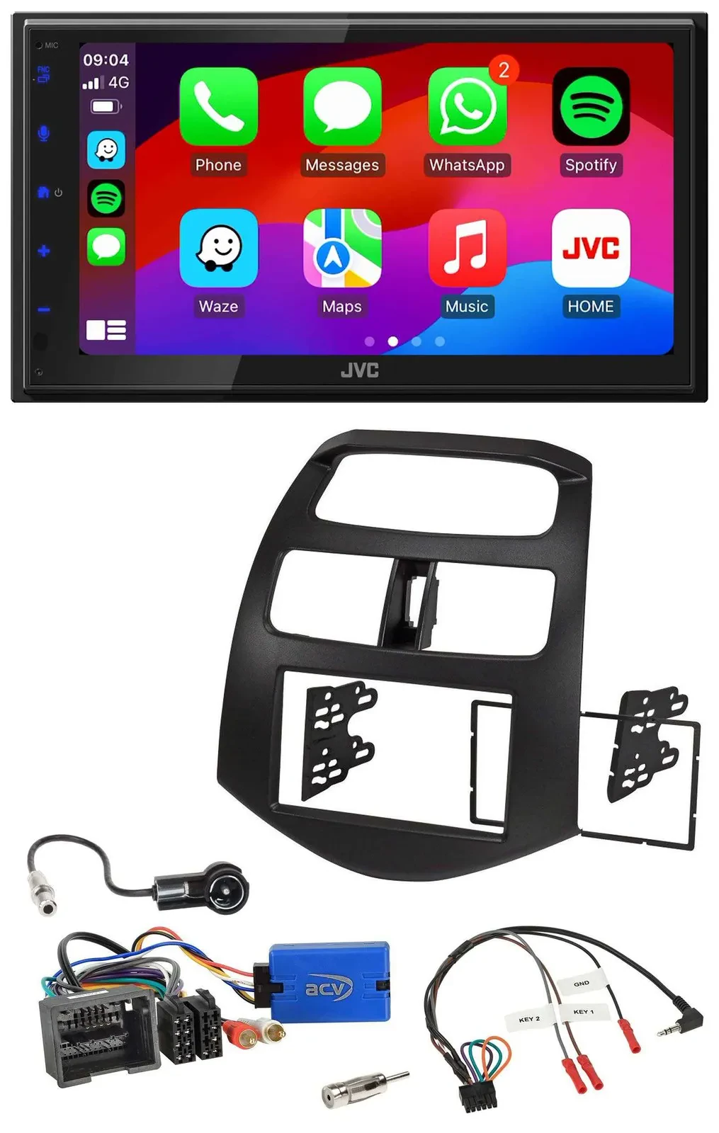 JVC Bluetooth 2DIN Lenkrad DAB USB Autoradio für Chevrolet Spark 2013-2015
