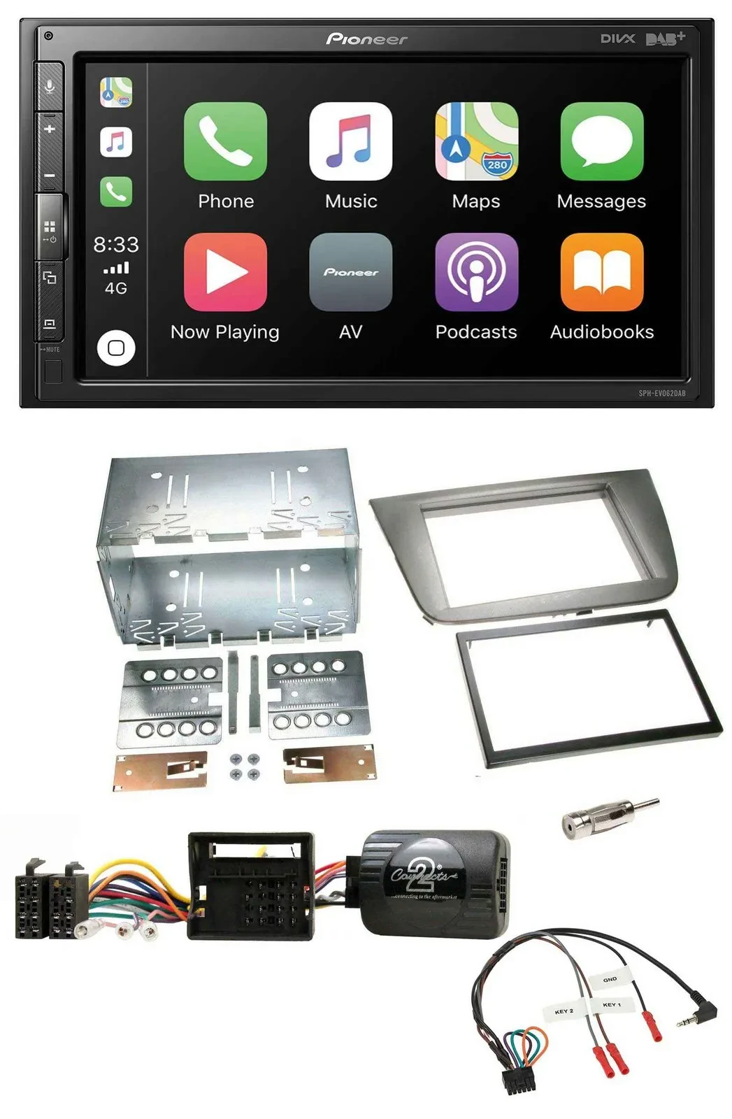 Pioneer USB Lenkrad DAB 2DIN Bluetooth Autoradio für Seat Altea Altea XL Toledo