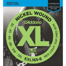 Струны для 6-струнной бас-гитары D'Addario XL EXL165-6 32-135