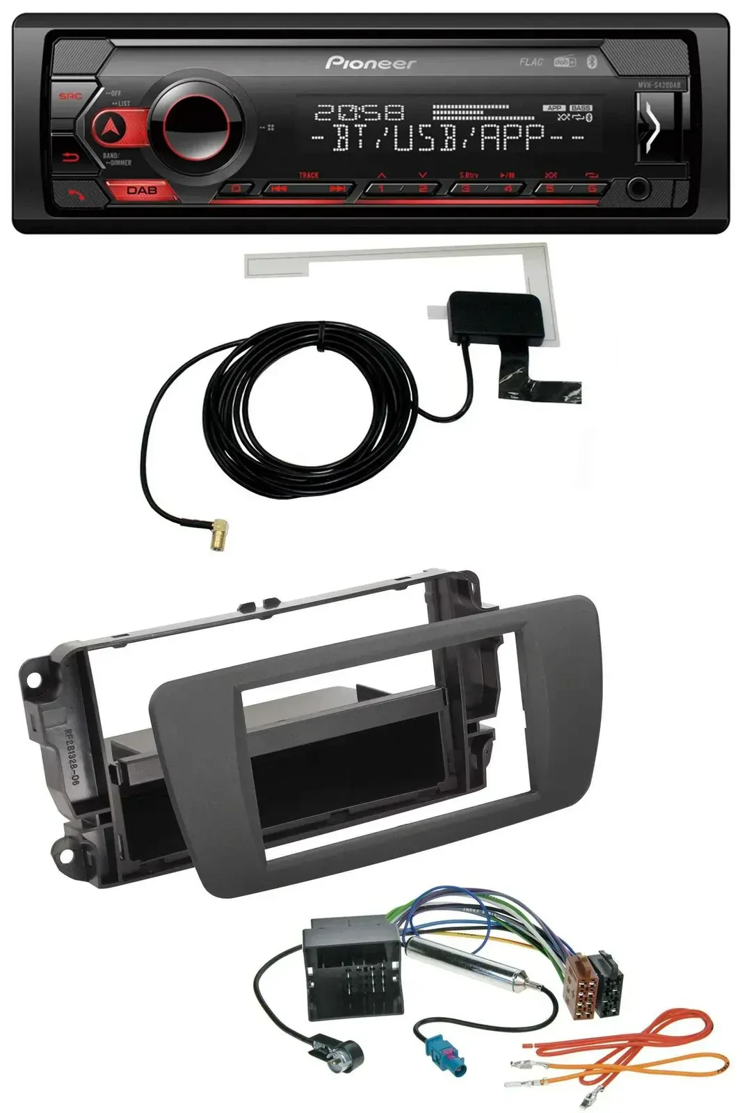 Автомагнитола Pioneer DAB USB MP3 Bluetooth для Seat Ibiza (с 2012), цвет серый (tuam grey)