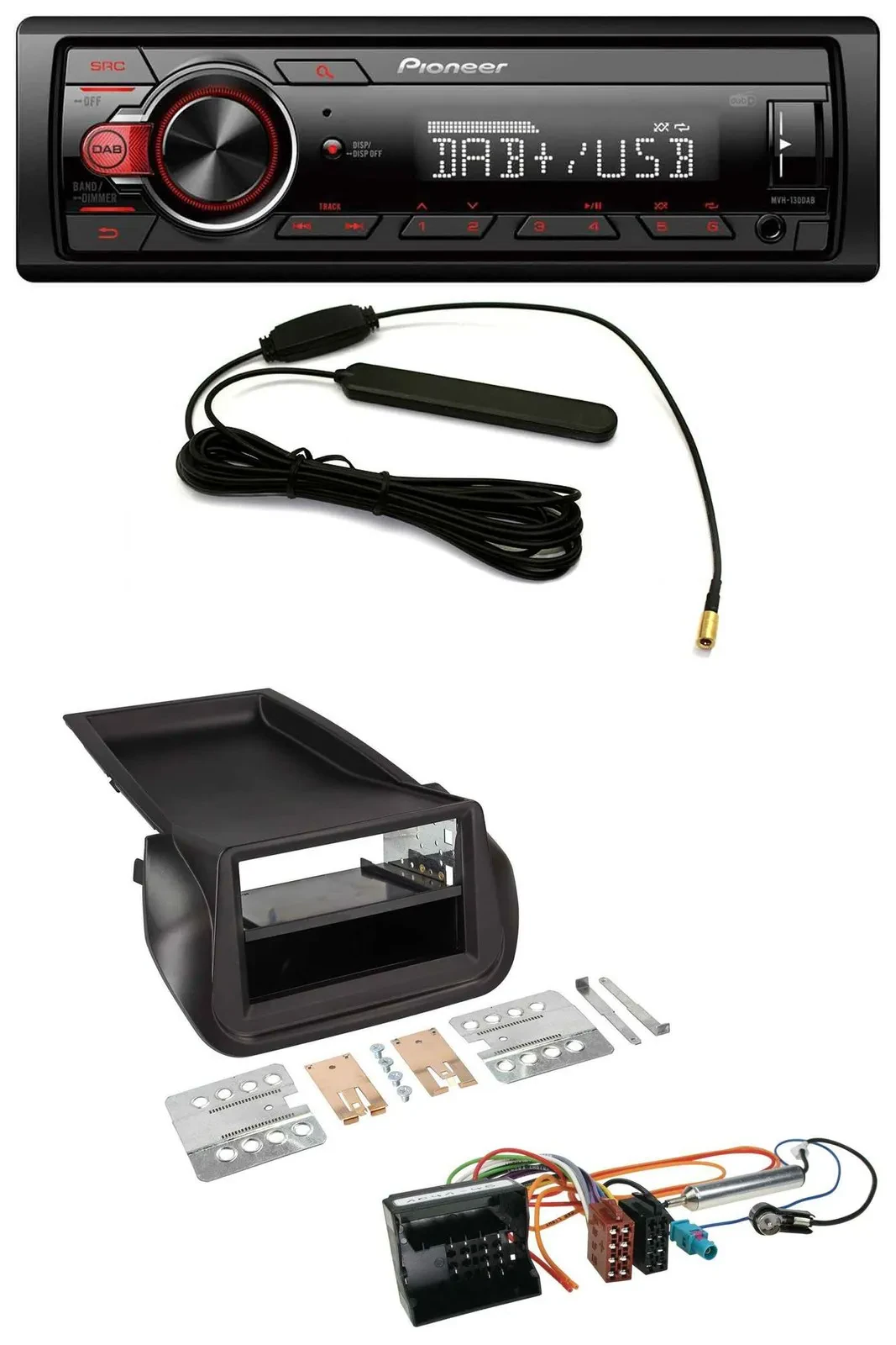 Автомагнитола для Citroen Nemo, Peugeot Bipper (с 2008) Pioneer 1-DIN, DAB, USB, AUX, MP3