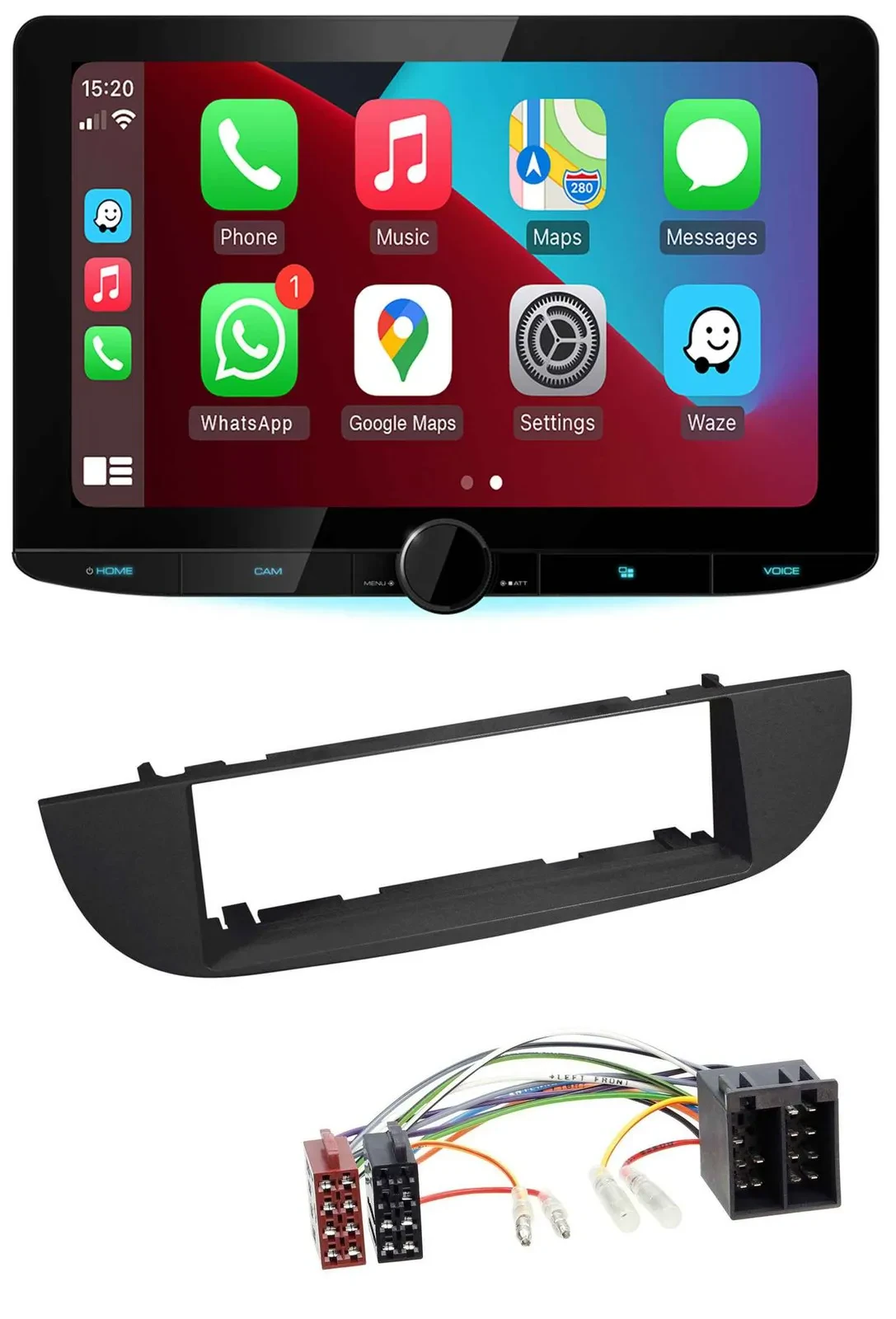 Kenwood MP3 USB DAB Bluetooth Autoradio für Fiat 500 (ab 2007) - schwarz