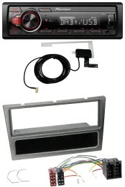 Автомагнитола Pioneer 1-DIN, MP3, DAB, USB, AUX, для Opel Corsa C (2000–2004), ISO, алюминий