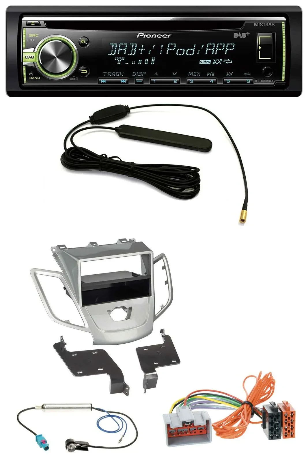 Pioneer MP3 USB CD DAB AUX Autoradio für Ford Fiesta 08-10 JA8 ohne Display silb