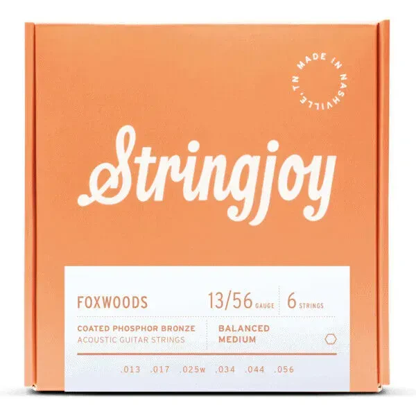 Струны для акустической гитары Stringjoy Foxwoods фосфорная бронза, с покрытием, 13-56 (Medium)