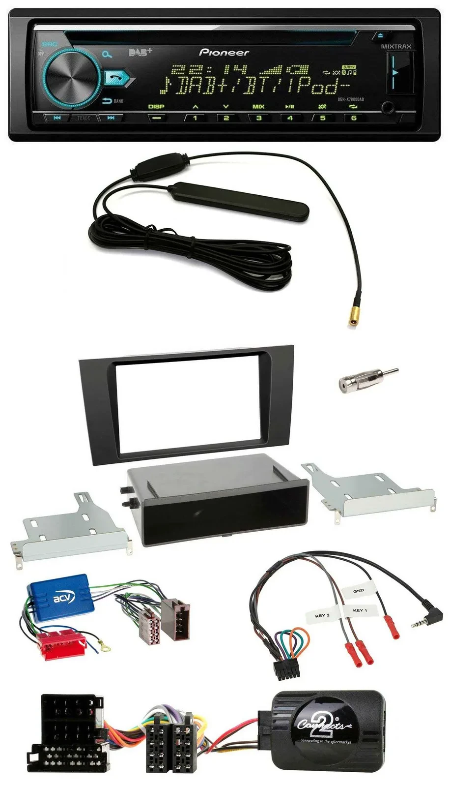 Pioneer CD MP3 Lenkrad DAB USB Autoradio für Audi A4 B5 1999-2001 Aktivsystem