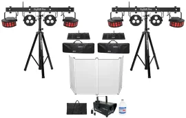 2) Chauvet DJ GigBAR Flex Lights+Footswitches+Stands+Facade+LED Fogger+Gal Fluid