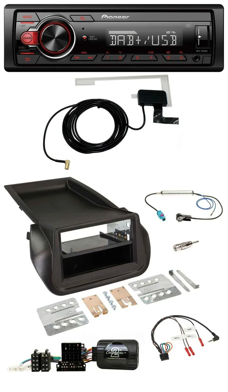 Pioneer 1DIN MP3 DAB USB Lenkrad Autoradio für Citroen Nemo Peugeot Bipper ab 20