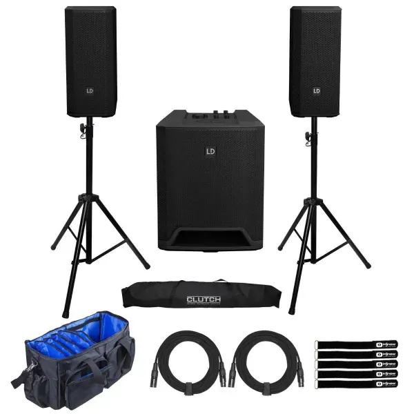 LD Systems DAVE 10 G4X 10" Subwoofer Sound System with Stands & Bag