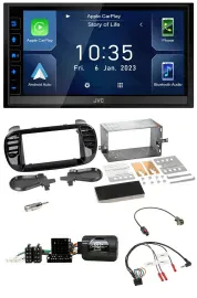 JVC DAB Bluetooth Lenkrad USB 2DIN Autoradio für Fiat 500 Fakra 08-15 schwarz