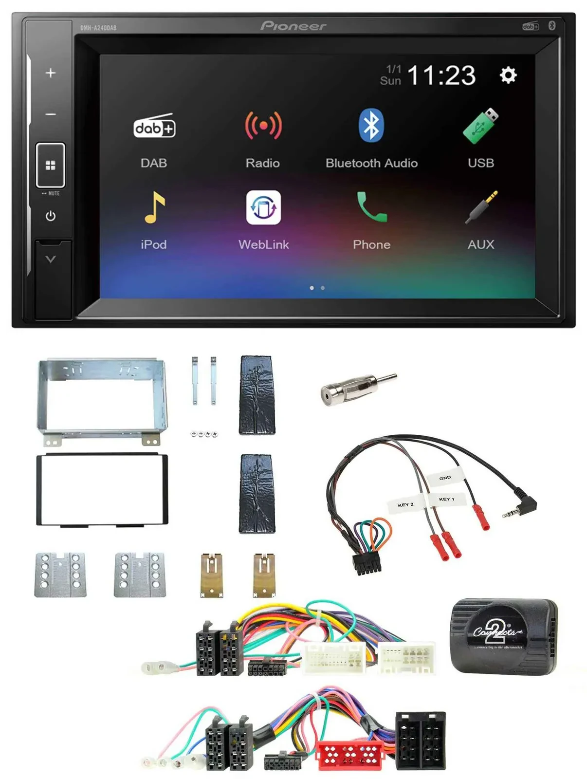 Автомагнитола для KIA Carnival II VQ Pioneer 2 DIN, DAB, Bluetooth, USB