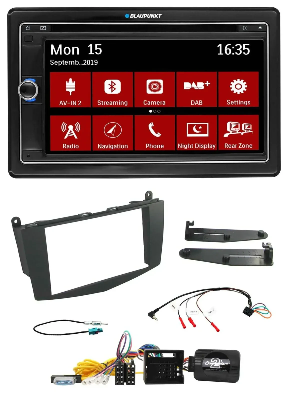 Blaupunkt Lenkrad DAB TMC 2DIN USB Bluetooth Navigation für Mercedes C-Klasse 07