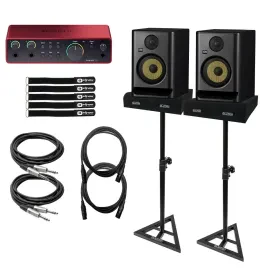 KRK Rokit RP5G5 5" Studio Monitor Speakers w Focusrite Scarlett 2i2 & Stands