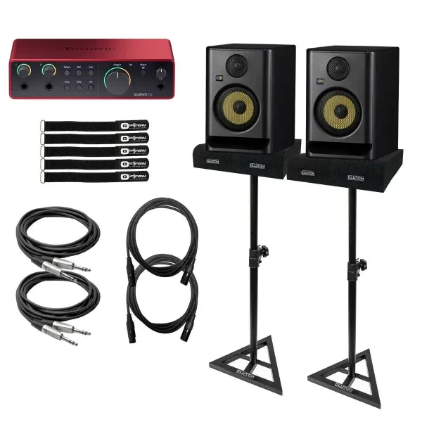 KRK Rokit RP5G5 5" Studio Monitor Speakers w Focusrite Scarlett 2i2 & Stands