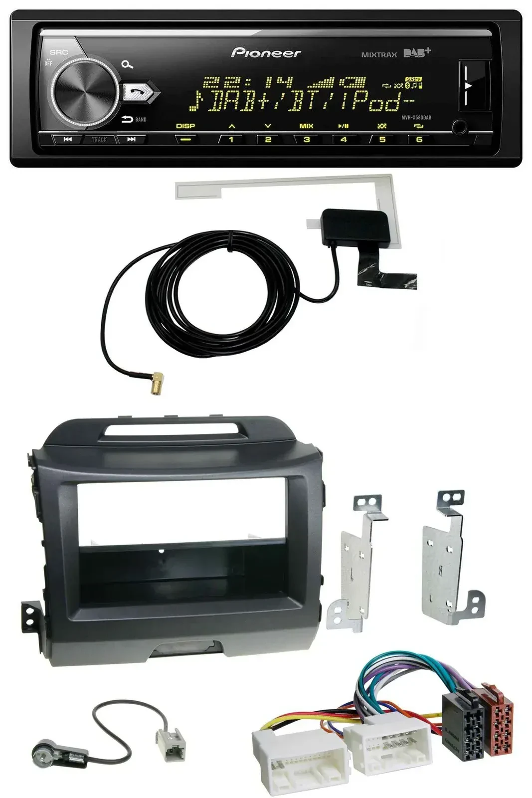 Автомагнитола для Kia Sportage 3 (2010–2015) Pioneer Bluetooth DAB USB MP3 черная