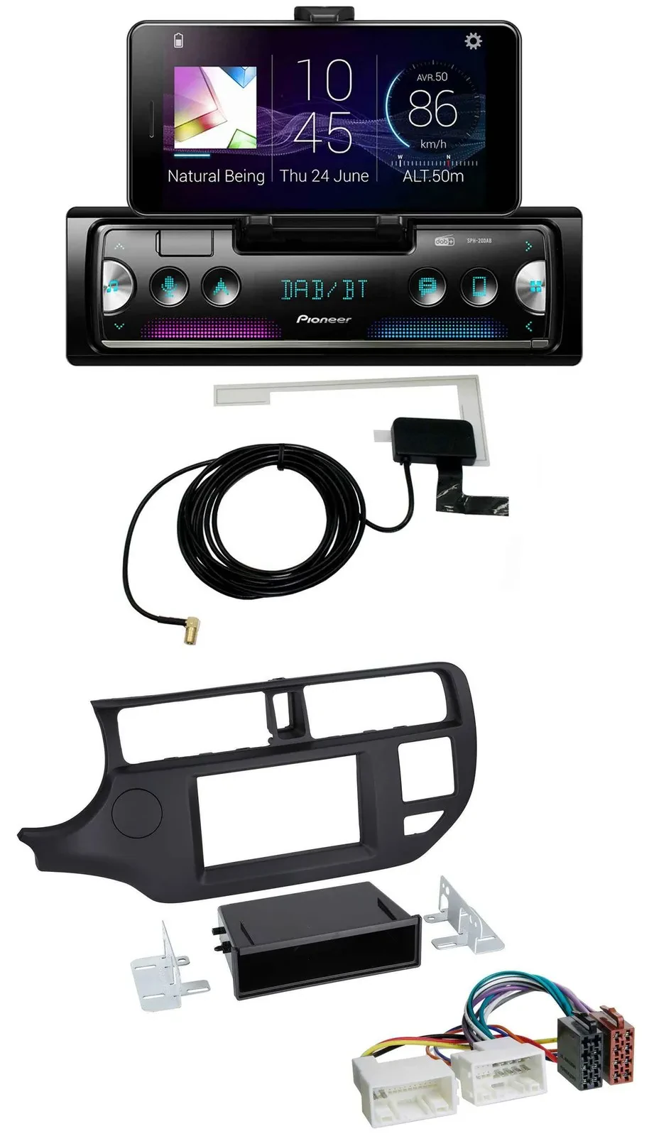 Автомагнитола для Kia Rio (UB 2011–2014) Pioneer DAB, Bluetooth, USB, MP3 черная