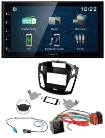 Kenwood 2DIN Bluetooth MP3 USB DAB Autoradio für Ford Focus ab 2018 schwarz