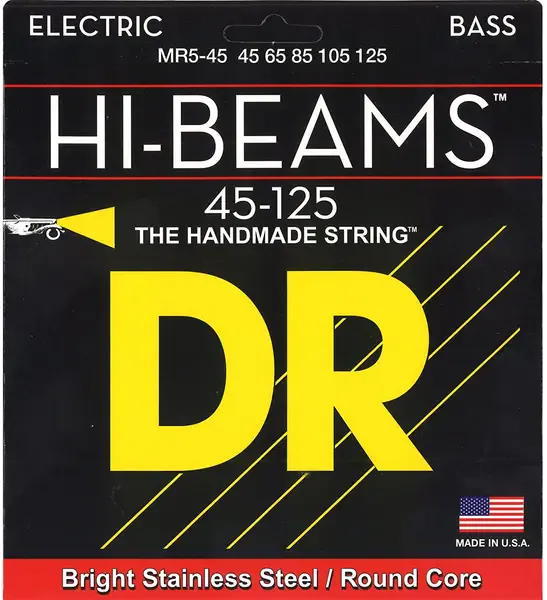 Струны для 5-струнной бас-гитары DR Strings Hi-Beam MR5-45 45-125