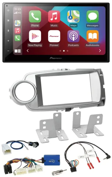 Pioneer USB Lenkrad DAB 2DIN Bluetooth Autoradio für Toyota Yaris 2011-2014 silb