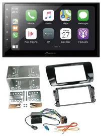 Автомагнитола Pioneer 2DIN, MP3, Bluetooth, DAB, USB, для Seat Ibiza (с 2008), черный глянец