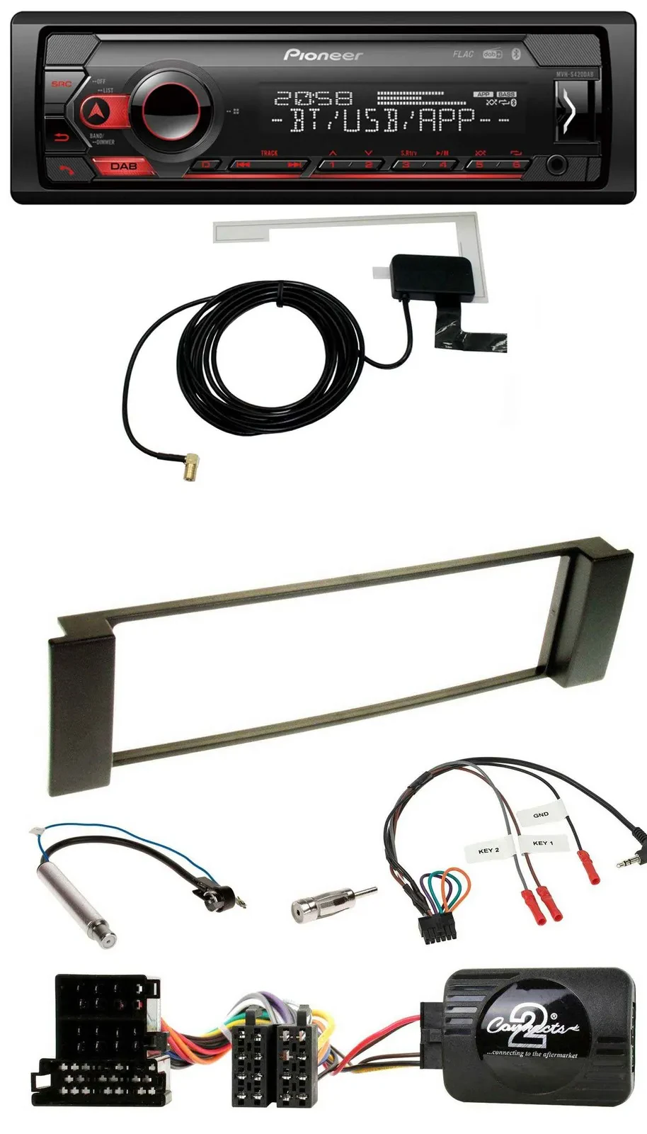 Автомагнитола Pioneer DAB, USB, Bluetooth, поддержка кнопок на руле, для Audi A3/A6 (2000–2004)