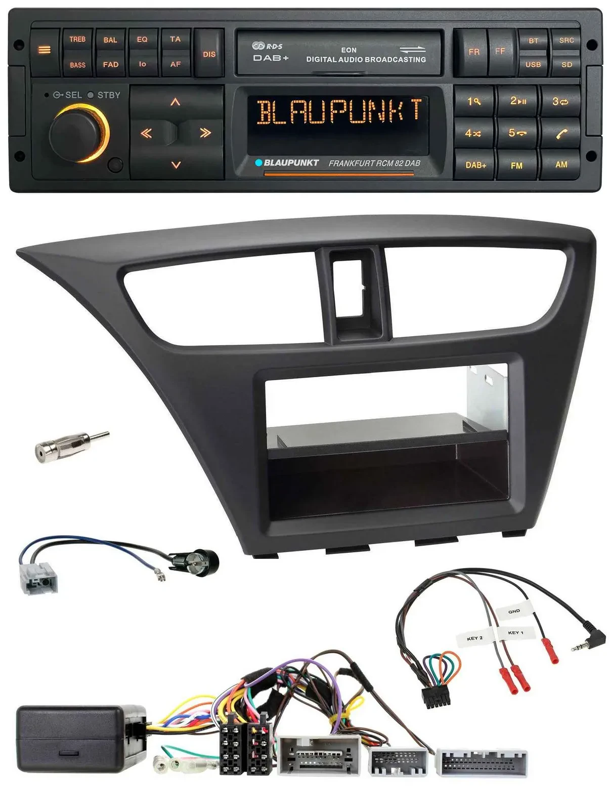 Blaupunkt USB DAB SD Lenkrad Bluetooth Autoradio für Honda Civic (ab 2012)