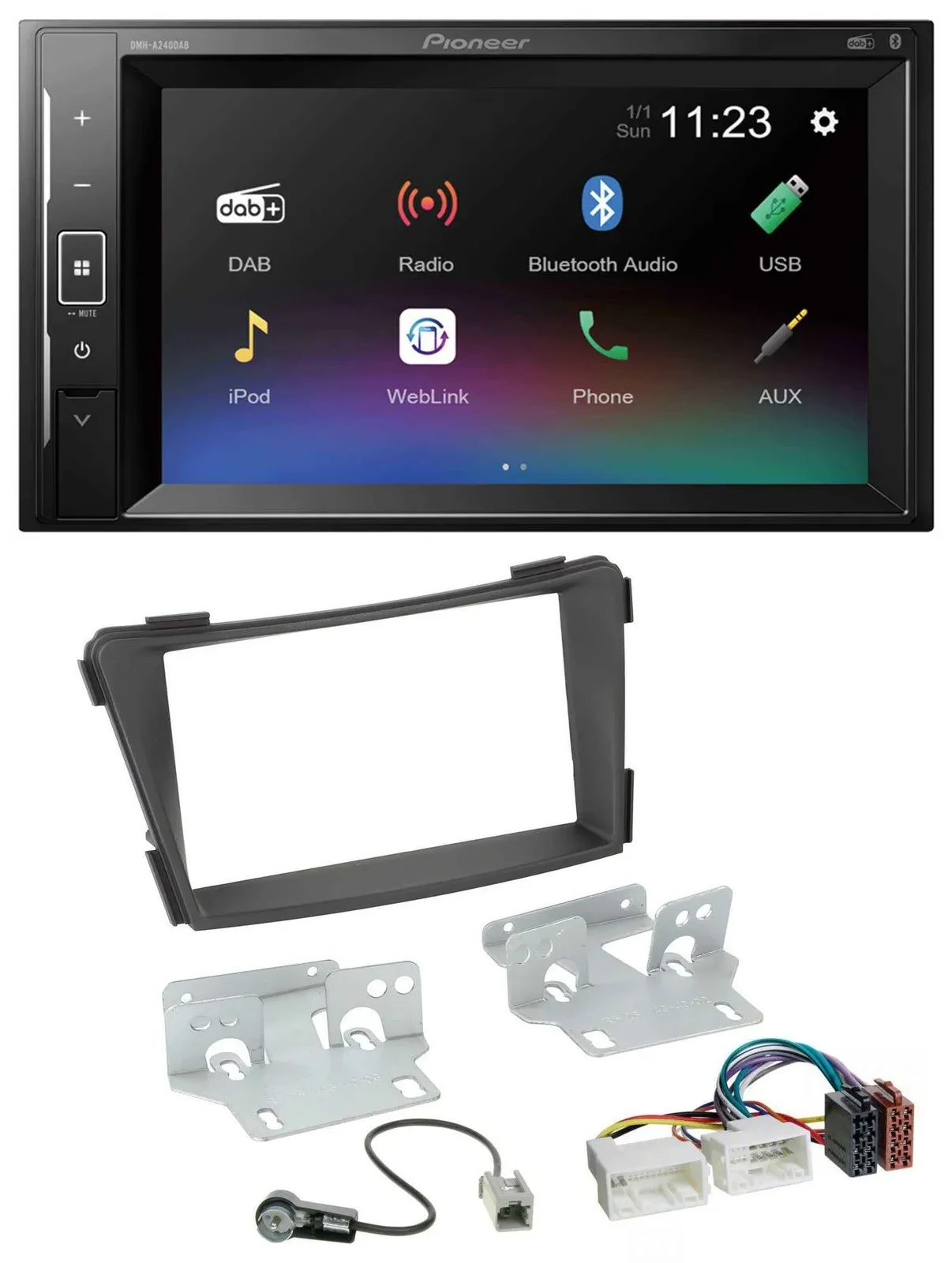 Pioneer DAB MP3 2DIN Bluetooth USB Autoradio für Hyundai i40 VF ab 2011 schwarz