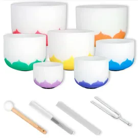 Sela Klangschalen Set SECLU Chakra Lotus 432 Hz mit keepdrum Stimmgabel
