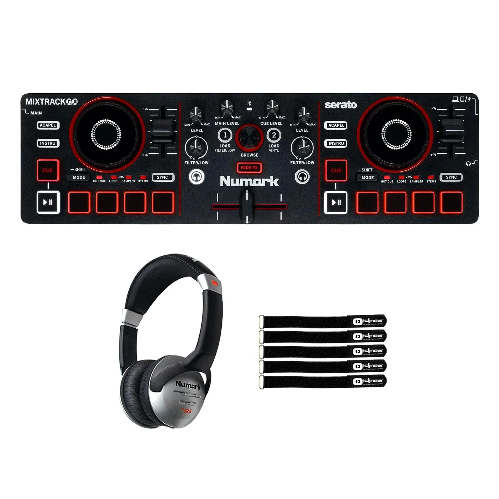 Numark MixTrack Go Portable 2-Deck DJ Controller w Stems Headphones Pack