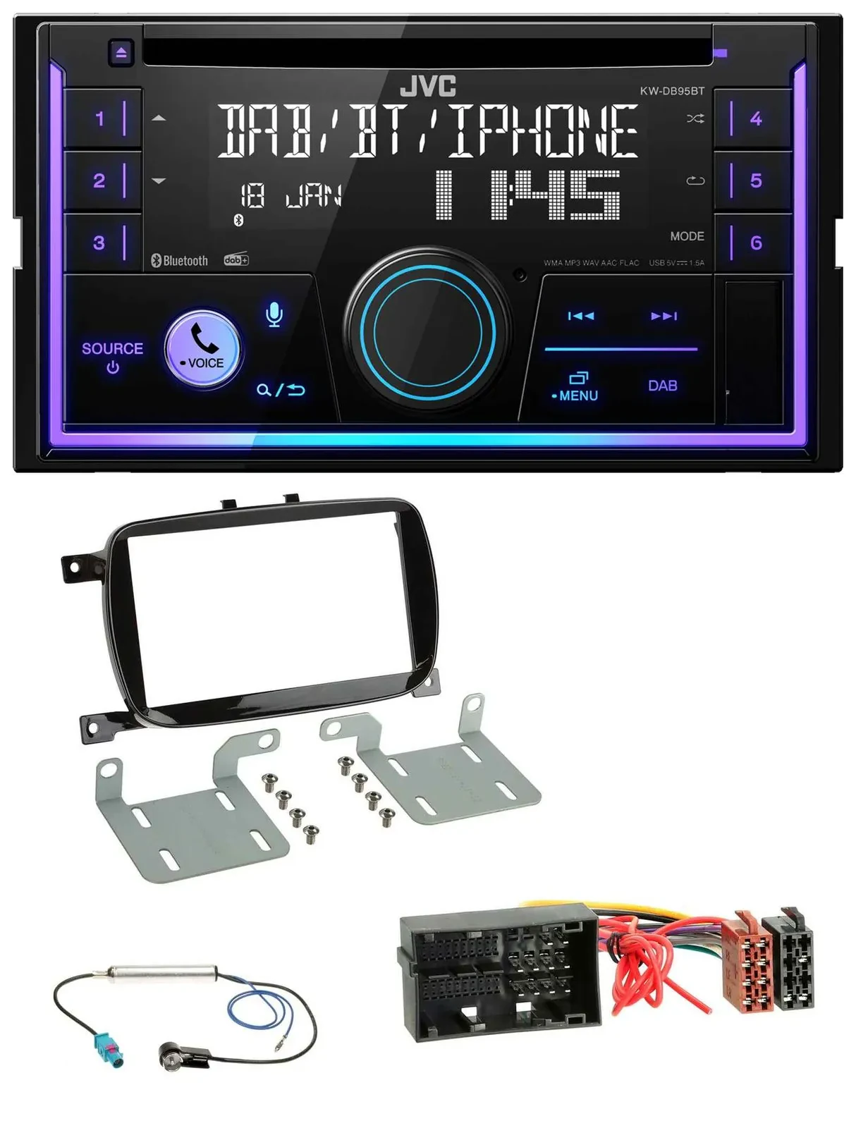 JVC MP3 USB 2DIN DAB Bluetooth CD Autoradio für Fiat 500X ab 2016 klavierlack sc