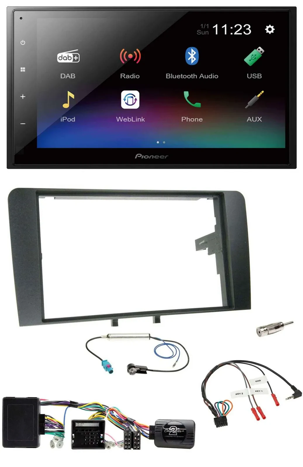 Pioneer USB Bluetooth DAB 2DIN Lenkrad Autoradio für Audi A3 8P 03-12 Bose Aktiv