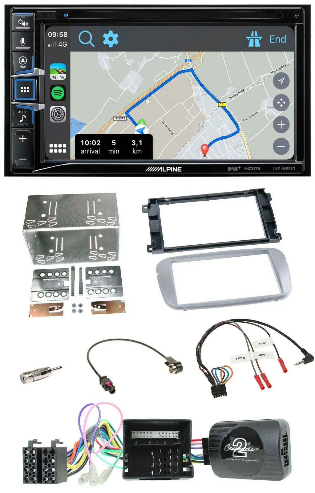 Автомагнитола Alpine 2DIN, DAB, TMC, Bluetooth, USB, навигация, поддержка кнопок на руле для Ford Mondeo/S-Max