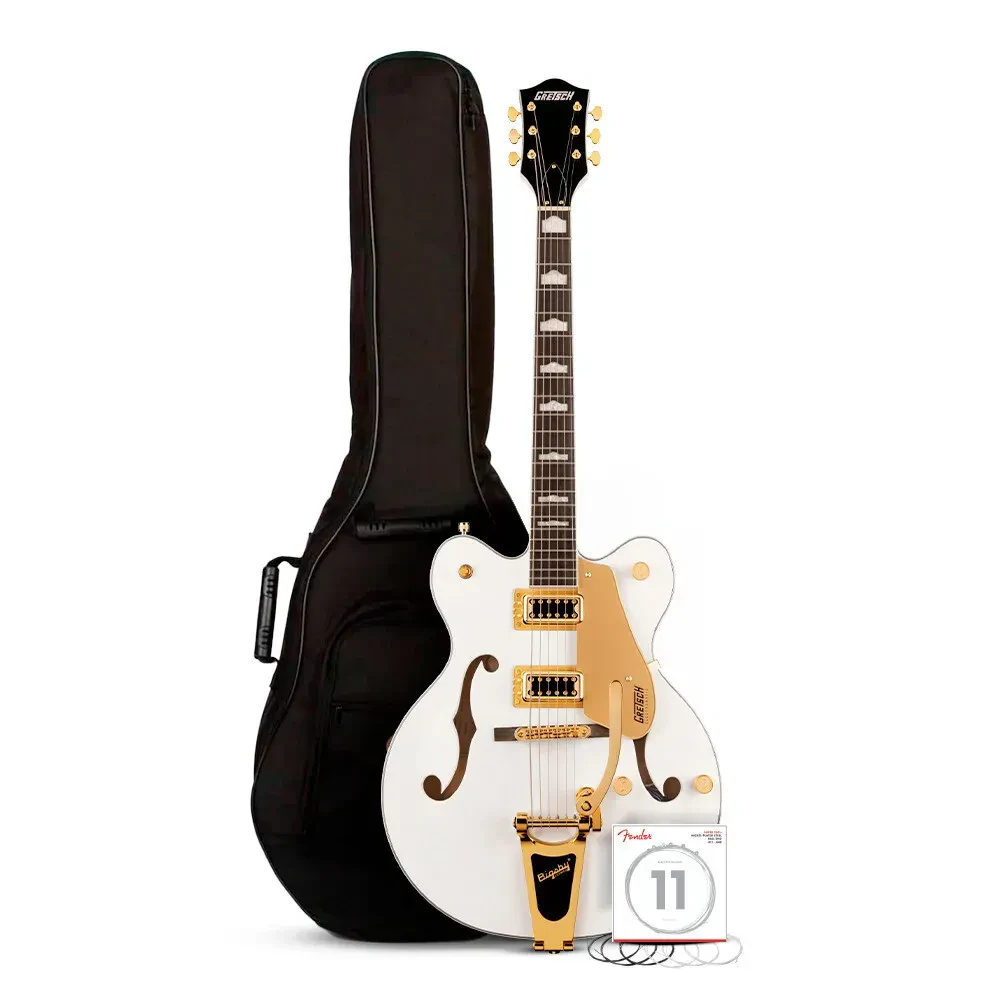 Gretsch G5422TG Electromatic Bigsby Electric Snowcrest White Guitar Bundle