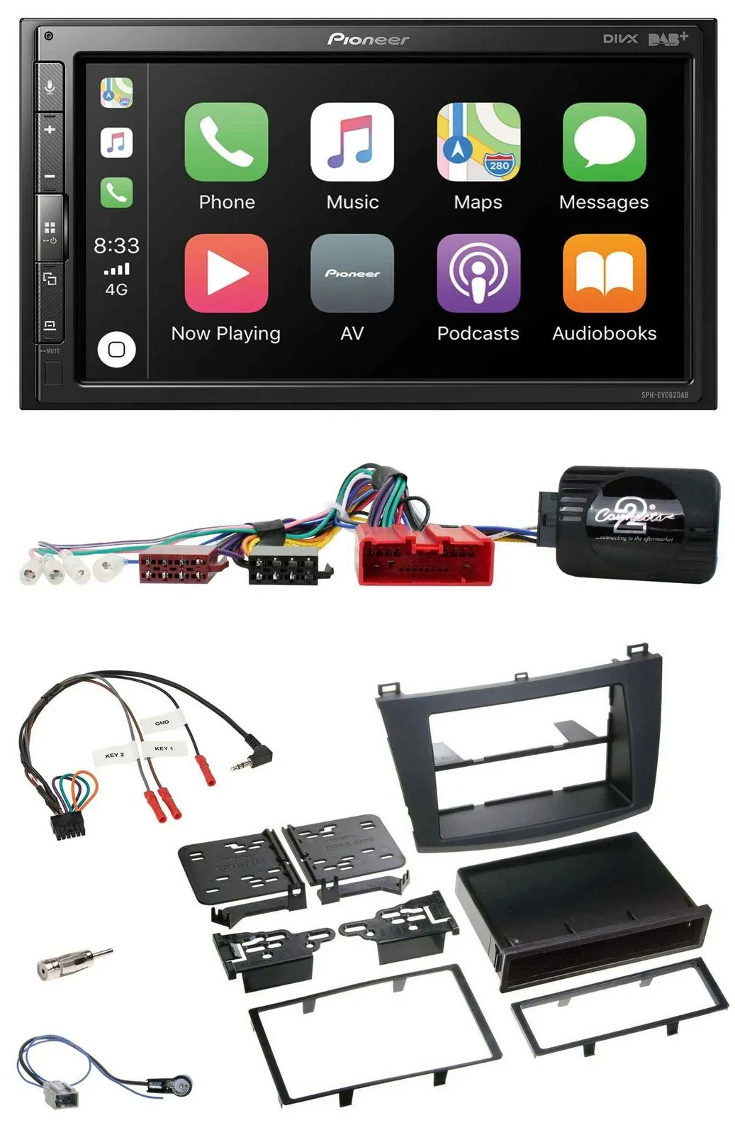 Pioneer USB Lenkrad DAB 2DIN Bluetooth Autoradio für Mazda 3 09-13 Can-Bus