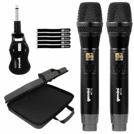 Gemini GMU-M200 Single Channel Dual UHF Metal Wireless Microphones w Case