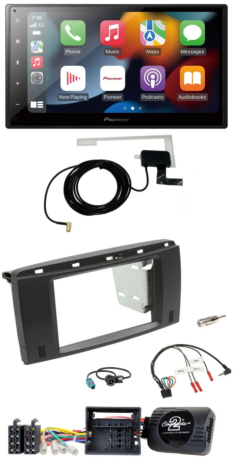 Автомагнитола для Mercedes SLK (R171) 2008–2011 Pioneer 2DIN, USB, Bluetooth, DAB