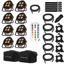 Eliminator Lighting Mega Flat Hex L PAK4 Includes 8x Mega Hex Pars, Remote, C...